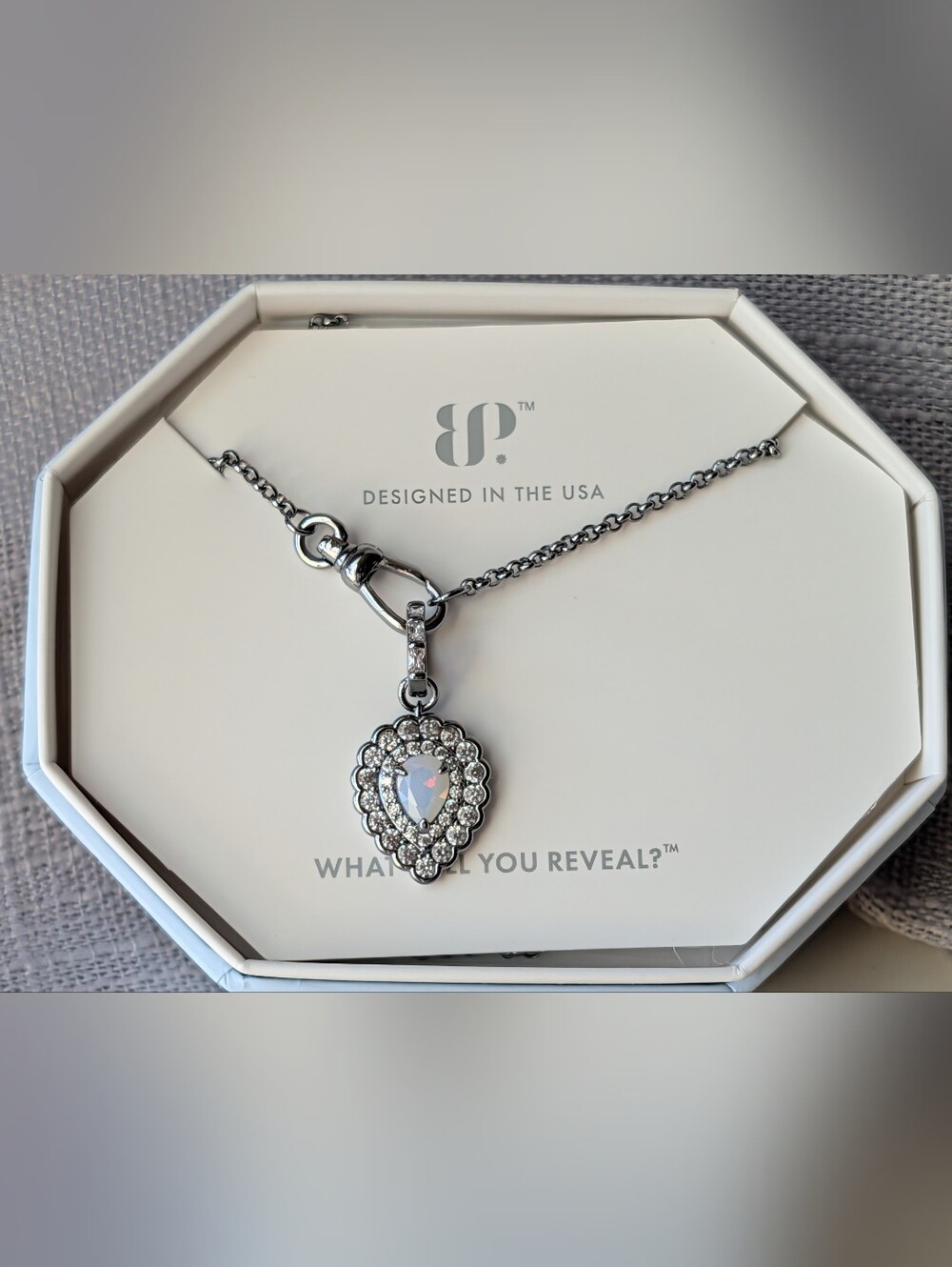 Bomb Party Teardrop Moonstone Pendant Necklace on Hematite
